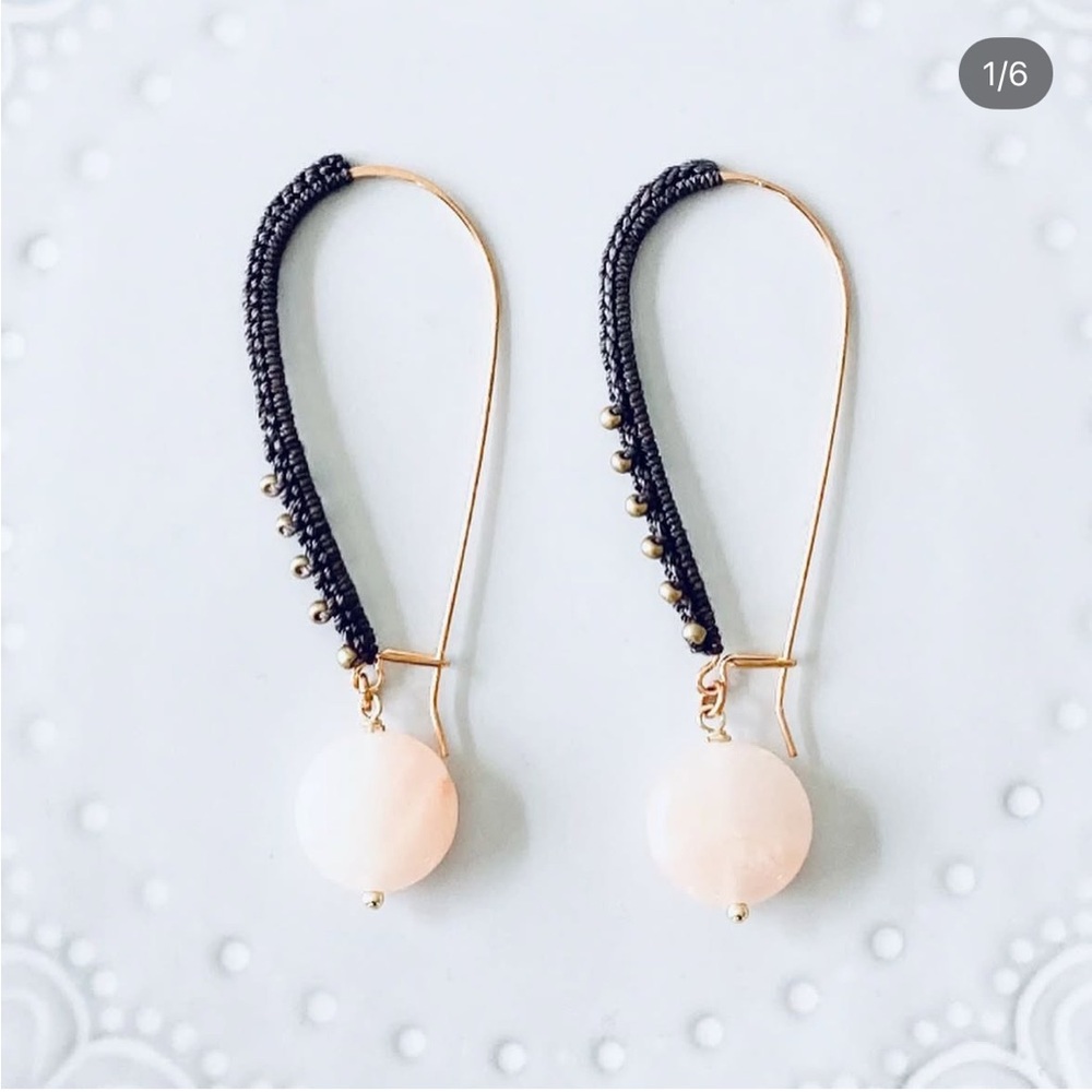 Elegant Hand Crocheted Drop Earrings in Brass